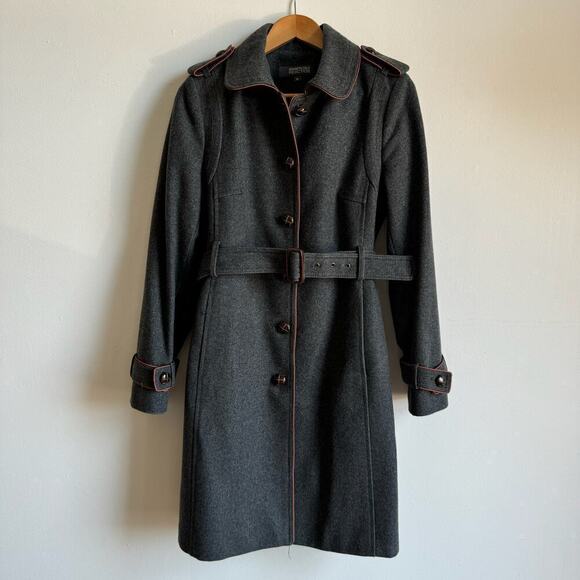 KENNETH COLE Gray Wool Cashmere Blend Belted Sherlock Holmes Style Coat - Picture 1 of 10